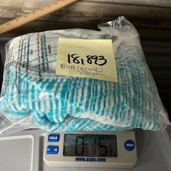 St John Wool Blend Long Cardigan Blue Ivory 3/4 Sleeve Open Front Sweater SMALL - Picture 10 of 11